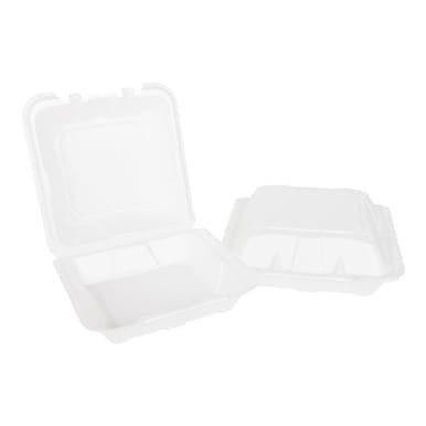 Gordon Choice GFS 1 Compartment Hinged White Foam Containers, 9 X 9 X 3.5In | 2X75UN/Unit, 1 Unit/Case