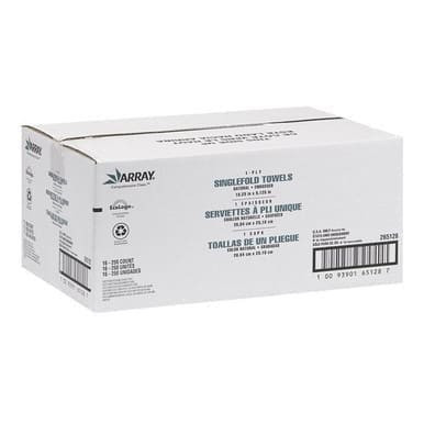 Array Singlefold Towels, Single Fold Natural 10.25 X 9.25In | 250UN/Unit, 16 Units/Case