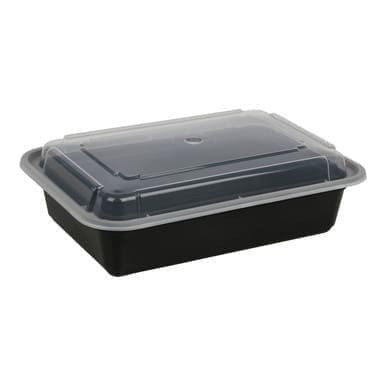Versatainer 38oz Black Plastic Containers, With Clear Lid, Microwaveable, 6 X 8.5In | 150UN/Unit, 1 Unit/Case