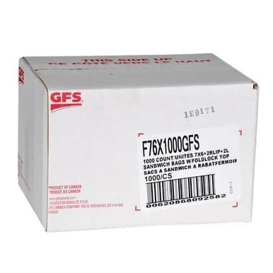 Gordon Choice GFS Polyethylene Fold Flip Top Sandwich Bags, 7 X 6 X 2In | 1000UN/Unit, 1 Unit/Case