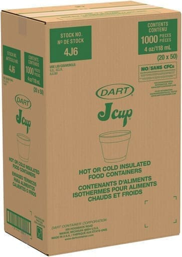 DART 4oz White Foam Containers | 1000UN/Unit, 1 Unit/Case