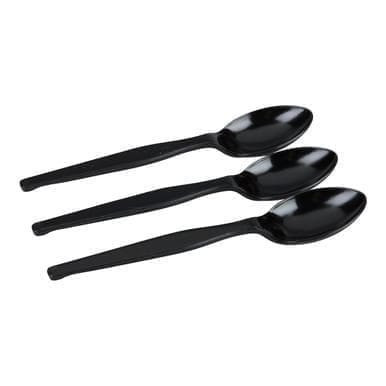 Smart Stock 6In Black Plastic Spoons, Smartstock, Cutlery | 40UN/Unit, 24 Units/Case