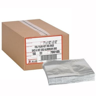 Deluxe Foil Hot Dog Bags, 5.5 X 7.5In | 1000UN/Unit, 1 Unit/Case