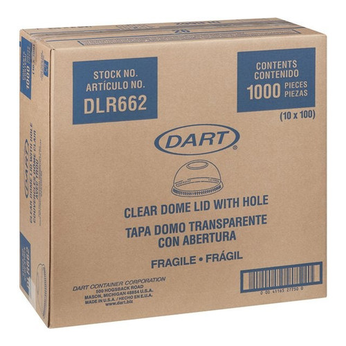 Solo Clear Plastic Dome Lids, For 9-22oz Cup, With Hole | 1000UN/Unit, 1 Unit/Case
