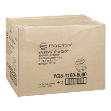 Clearview Hinged Clear Plastic Containers, 6 X 6In | 500UN/Unit, 1 Unit/Case