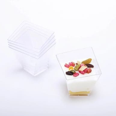 Clear 2oz Modern Square Twist Plastic Dessert Cups, Disposable Taster Cups (1000/Case)
