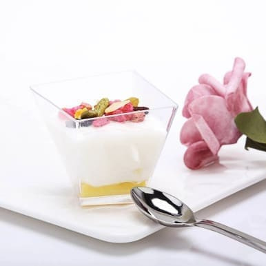 Clear 2oz Modern Square Twist Plastic Dessert Cups, Disposable Taster Cups (1000/Case)