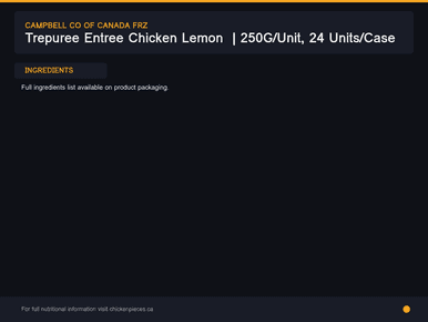 Trepuree Entree Chicken Lemon  | 250G/Unit, 24 Units/Case