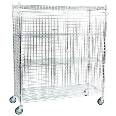 Mobile Chrome Wire Security Storage Cage Kit - 24" x 60" x 69"