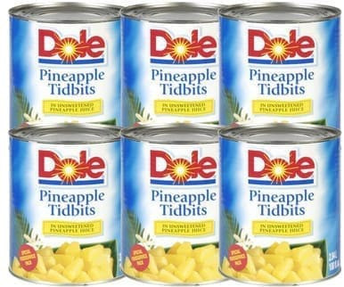 DOLE Pineapple Tidbits 2.84L/100 fl oz Bulk Food Service (6/Case)