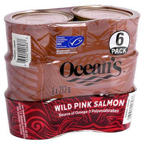 Ocean's Wild Pink Salmon, 6 x 213 g - Delightful and Nutrient-Rich Seafood- Chicken Pieces