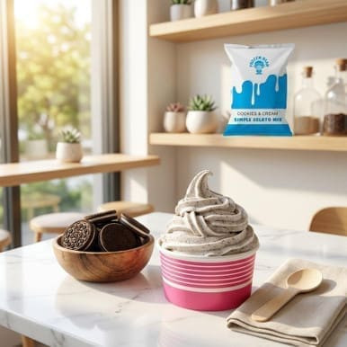The Gelato Lab Cookies & Cream Soft Serve Mix 3 lb/1.36 kgs - 5/Case