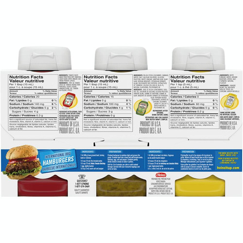  HEINZ Condiment Pack | Sweet Relish, Yellow Mustard, Tomato Ketchup | 3 x 375 ml 