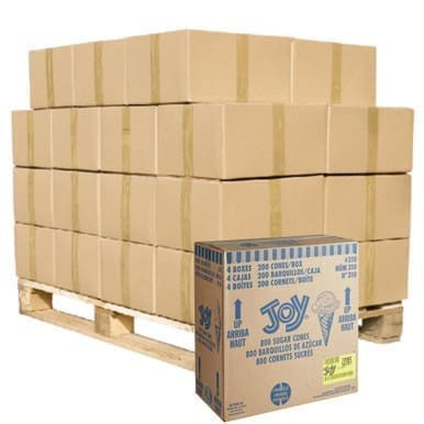 JOY Large Jacketed Waffle Cone - 180/Case | 16 Cases Per Pallet | 2880 CONES