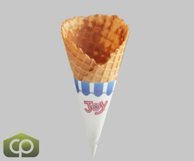 JOY Large Wide Mouth Jacketed Waffle Cone - 198/Case for Gourmet Ice Cream Delights