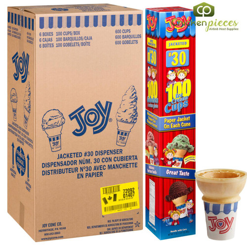 JOY #30J Flat Bottom Jacketed Cake Cone Dispenser Pack - 600/Case 