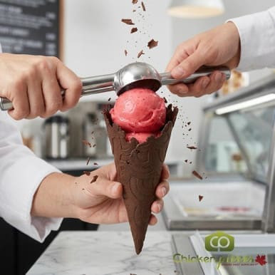 The Konery Dark Chocolate Waffle Cones - 144/Case | Decadent Chocolate Indulgence