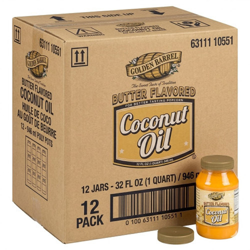 Golden Barrel Butter Flavored Coconut Oil 1 Bottle | 32 oz. | 12 Bottle/CASE