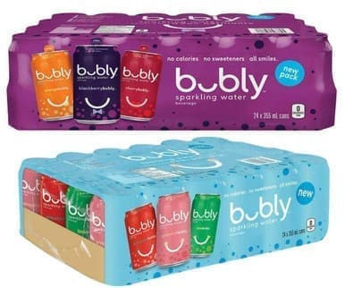 Bubly Sparkling Water Beverage Variety Pack - 6 Flavors | 48 x 355ml