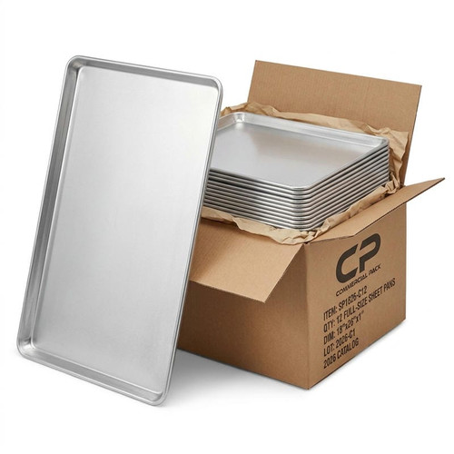 CP Bulk Full Size 18 Gauge 18" x 26" Wire in Rim Aluminum Bun / Sheet Pans - 12/Case- CHICKEN PIECES
