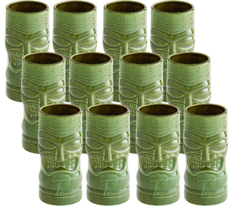  World Tableware 20 oz. Green Tiki Tumbler - 12/Case | Refreshing Island Vibes for Your Drinks 