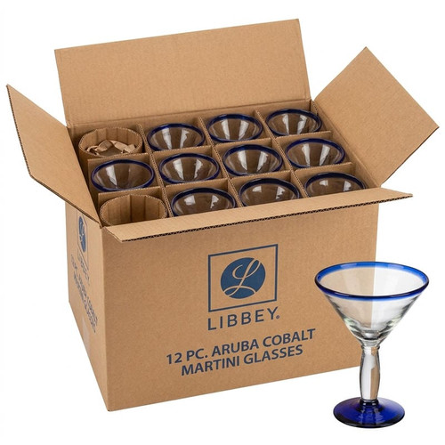 Libbey Aruba 15 oz. Cobalt Accent Martini Glass Set - 12/Case-Chicken Pieces