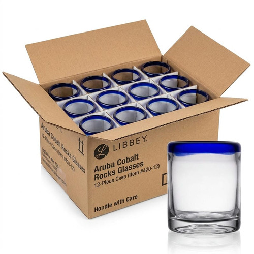 Libbey Aruba 10 oz. Cobalt Accent Rocks Glass Set - 12/Case-Chicken Pieces