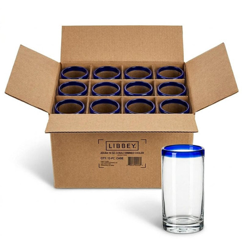 Libbey Aruba 16 oz. Cobalt-Rimmed Cooler Glass Set - 12/Case-Chicken Pieces