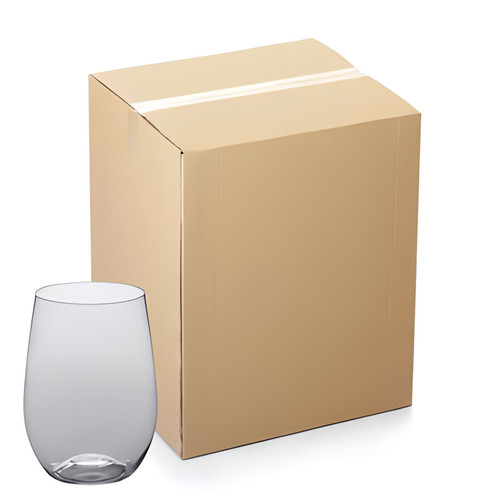 CP 12 oz. Light Weight Clear Plastic Stemless Wine Glass - 64/Case | Sip Wine with Ease in Elegant Stemless Style