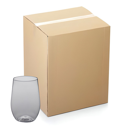 CP 8 oz. Heavy Weight Clear Plastic Stemless Wine Glass - 64/Case | Sip Wine with Elegance in Sturdy Stemless Style