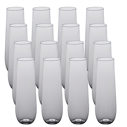 CP 9 oz. Light Weight Clear Plastic Stemless Champagne Flute - 16/Case | Toast with Graceful Stemless Flutes!