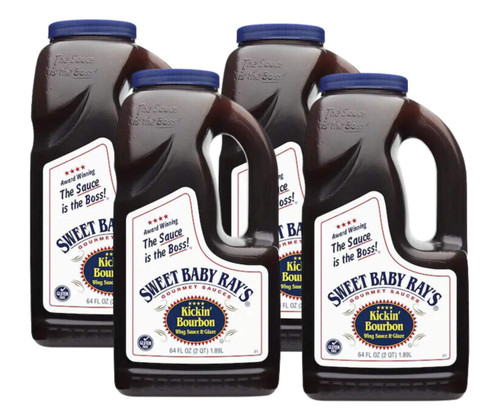  Sweet Baby Ray's Kickin' Bourbon Wing Sauce 0.5 Gallon - 4/Case | Bold Flavors for Irresistible Wings 