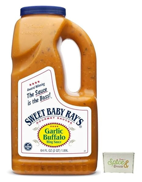 Sweet Baby Ray's Garlic Buffalo Wing Sauce 0.5 Gallon - 4/Case | Savory Garlic Infusion for Perfect Wings- Chicken Pieces