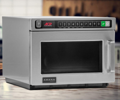 Amana Heavy-Duty Stainless Steel Commercial Microwave - 120V, 1000W | Efficient Cooking for Professional Kitchens