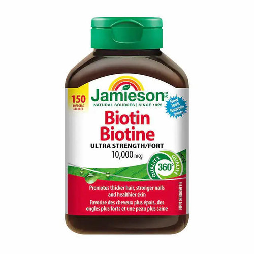  Jamieson Biotin 10,000 mcg - 150 Softgels | Hair, Skin & Nail Health 