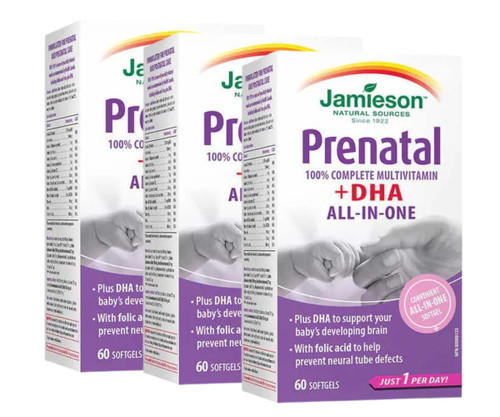 Jamieson Prenatal Complete Multivitamin with DHA - 3 x 60 Softgels | Pregnancy and Wellness Support-Chicken Pieces