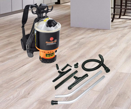 hoover Hoover 6.4 Qt. Commercial Backpack Vacuum Cleaner with 1 1/2" Attachments | Efficient Cleaning and Comfortable Mobility