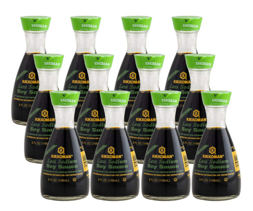 KIKKOMAN Kikkoman Traditionally Brewed Less Sodium Soy Sauce Dispenser 5 fl. oz. Bottle - 12/Case - Enjoy Authentic Flavor with Reduced Sodium 