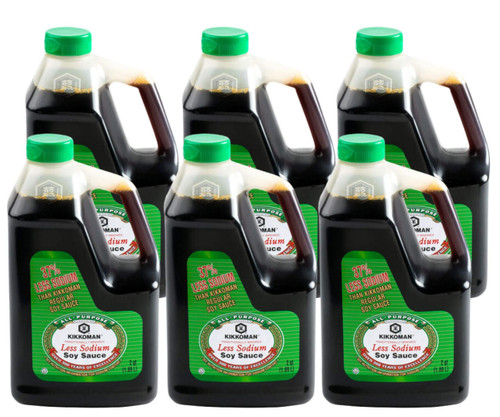 KIKKOMAN Kikkoman Traditionally Brewed Less Sodium Soy Sauce 0.5 Gallon Container - 6/Case - Authentic Flavor with Reduced Sodium 