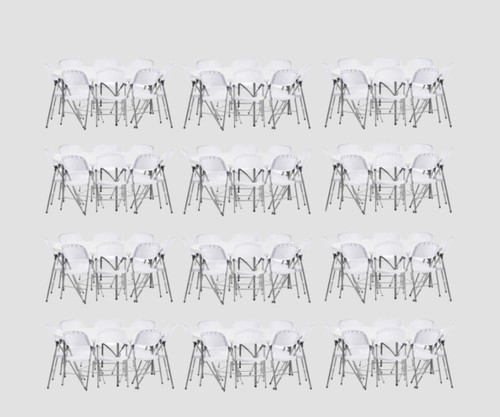 Round Granite White Heavy-Duty Blow Molded Plastic Folding Tables with 96 White Folding Chairs 72" (SET OF 12)