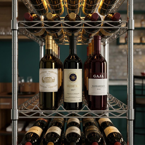 CP Wine Rack 96-Bottle Wire - 14"x36" with 74" Posts-Chicken Pieces