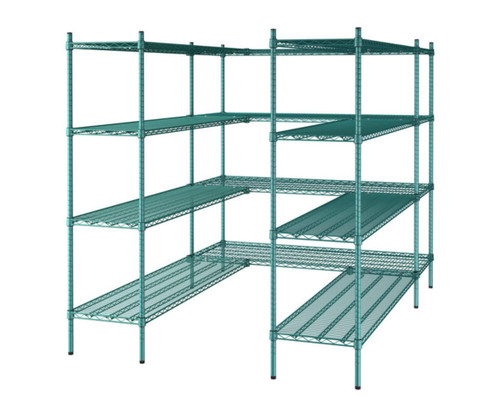 CP  NSF Green Epoxy 5' x 7' Walk-In 4-Tier Shelving Unit Kit with Shooks | Your ultimate solution for organized storage- Chicken Pieces