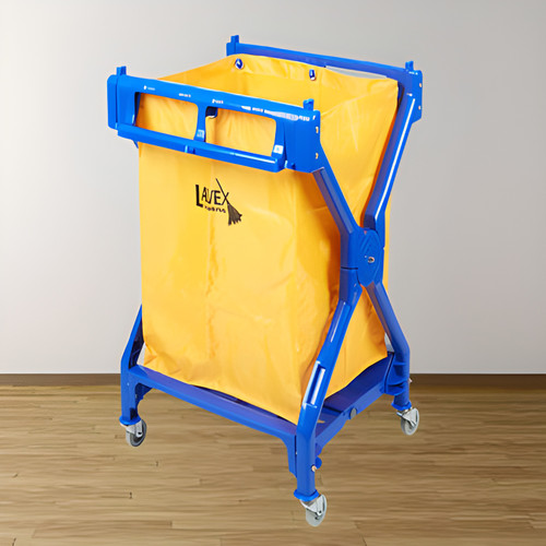 CP Lodging Commercial Laundry Cart/Trash Cart - 10 Bushel Folding Plastic Frame and Vinyl Bag | Versatile Laundry and Waste Management Solution
