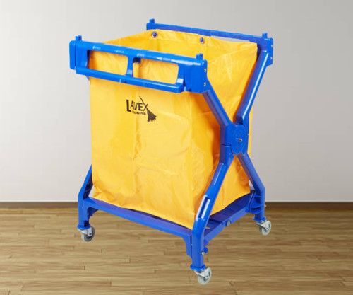 CP Lodging Commercial Laundry Cart/Trash Cart - 10 Bushel Folding Plastic Frame and Vinyl Bag | Versatile Laundry and Waste Management Solution- Chicken Pieces