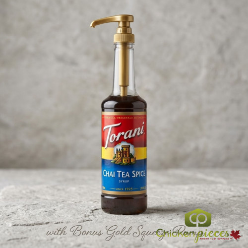 CHICKEN PIECES - Torani Chai Tea Spice Flavoring Syrup Plastic 750 mL Bonus Squeeze Pump