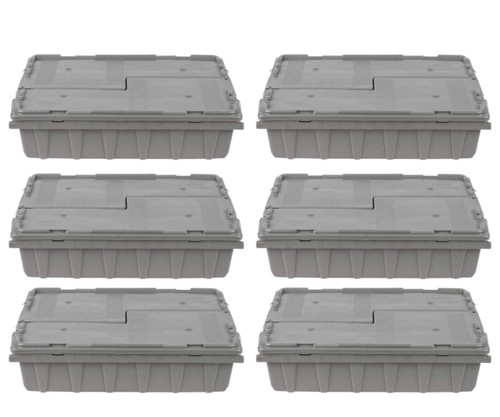  Vollrath Tote 'N Store 18 3/4" x 13 1/4" x 4 5/8" Gray Buffetware Box (6-Pack) - Versatile Storage Solution for Buffetware 