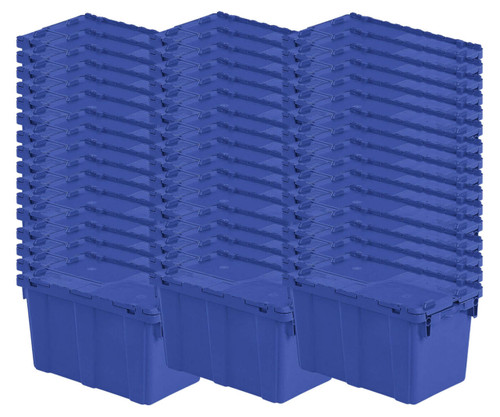  Orbis 22" x 13" x 13" Stack-N-Nest Flipak Dark Blue Industrial Tote Box with Hinged Lockable Lid (40-Pack) - Bulk Secure Storage Solution for Industrial Use 