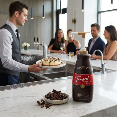 torani Torani Puremade Dark Chocolate Flavoring Sauce 64 fl. oz. Bonus Squeeze Pump