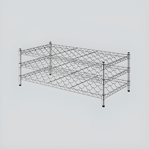 CP Chrome 24" x 48" 3 Shelf 66-Bottle Wire Wine Rack with 14" Posts