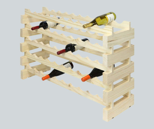 Franmara Modularack Natural Wooden Modular 55-Bottle Wine Rack-Chicken Pieces